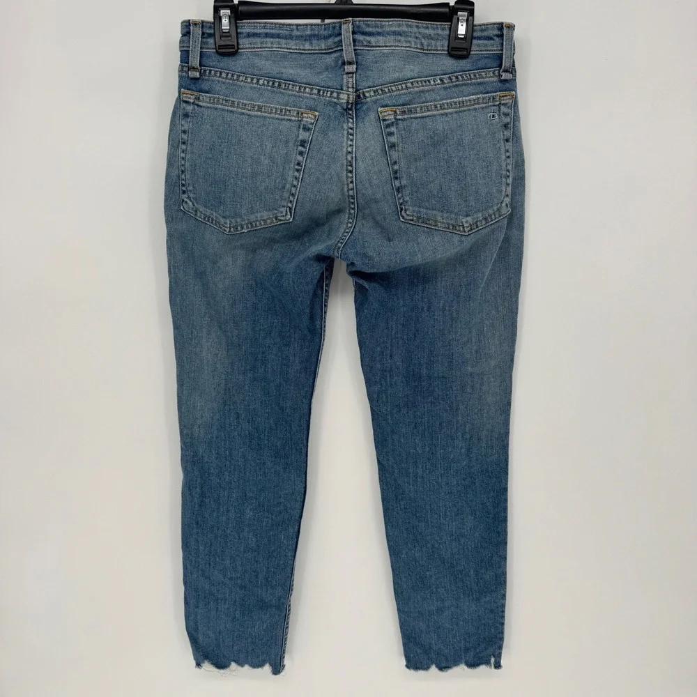 Rag & Bone Dre Low Rise Slim Boyfriend‎ Jeans Distressed Frayed Hem Blue Size 27